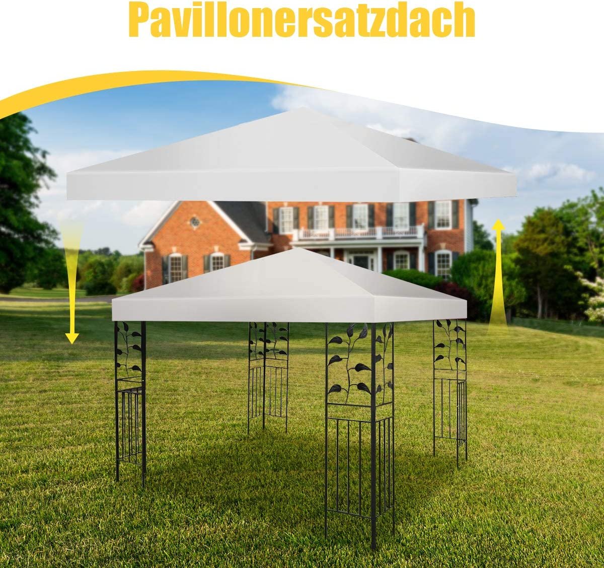 Gazebo replacement roof sun protection cover with Velcro fasteners 300 x 300 cm beige