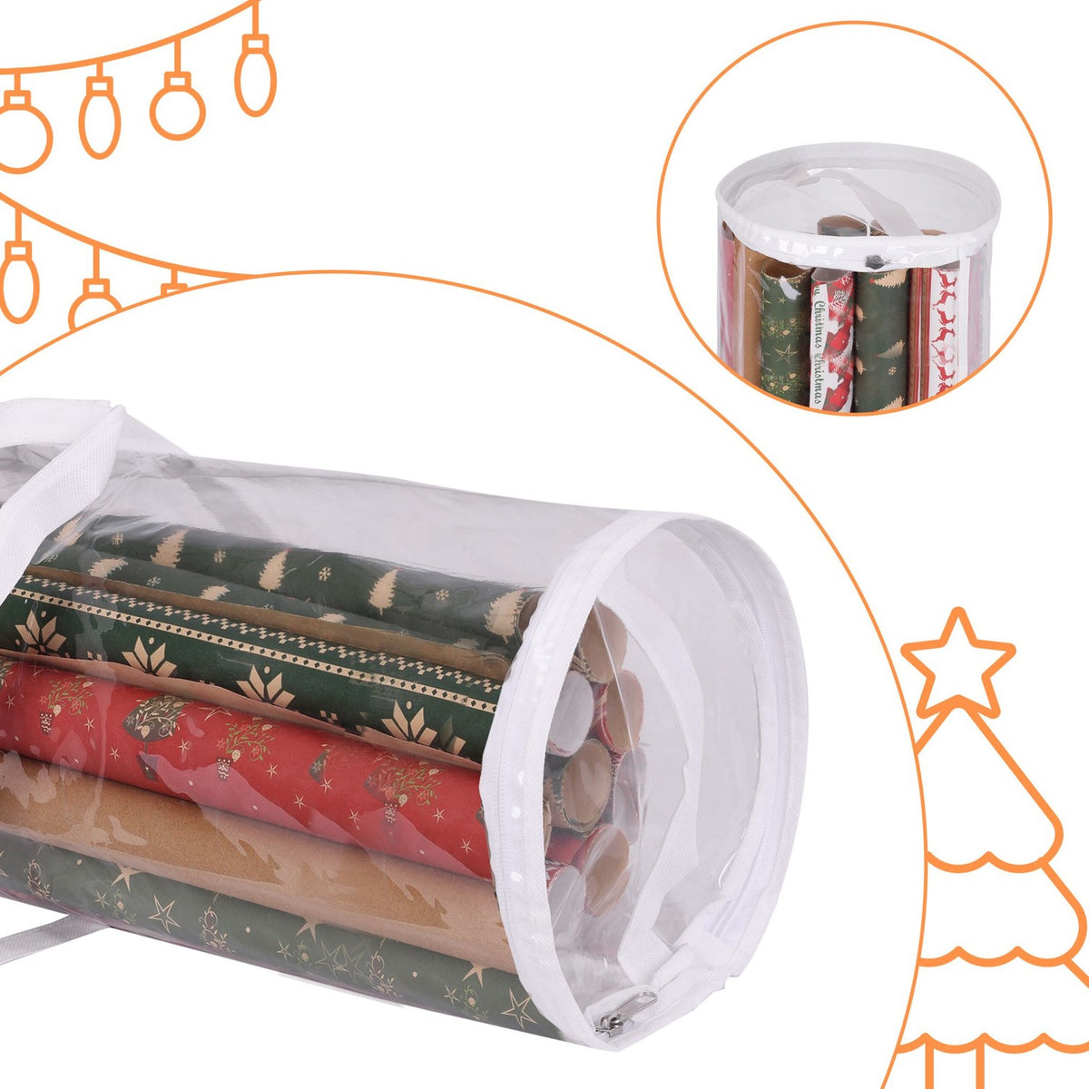 Gift Wrap Organizer Bags, 2-Pack, Transparent Storage