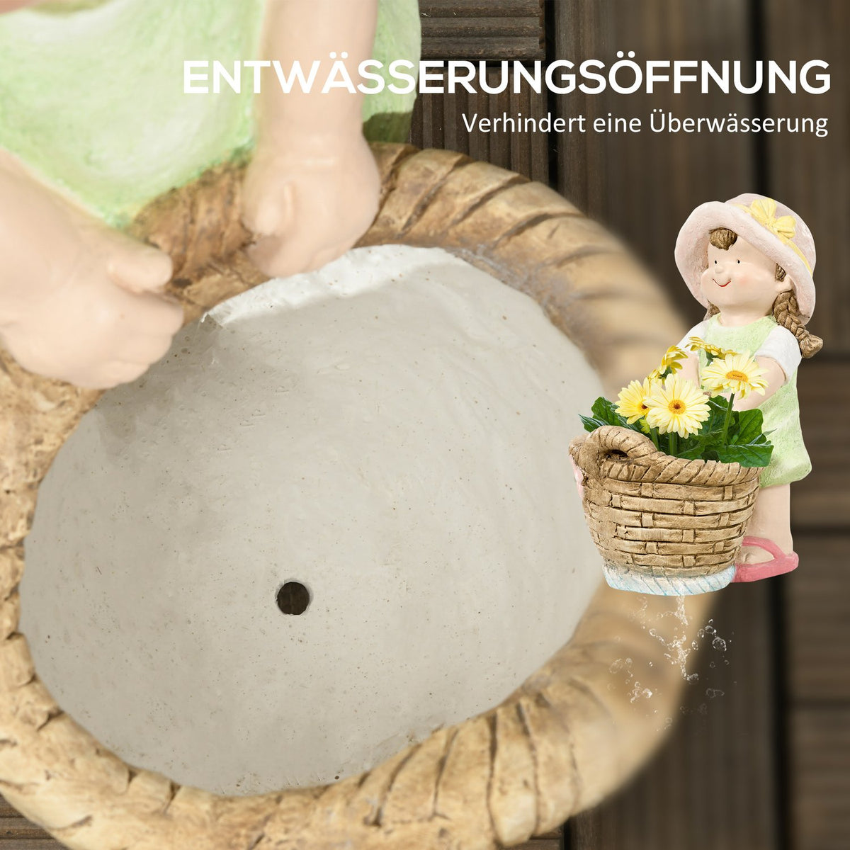Girl With Flower Pot Weather Resistant Garden Figurine Plant Pot Ornament Sculpture For Home Decor Garden Yard
