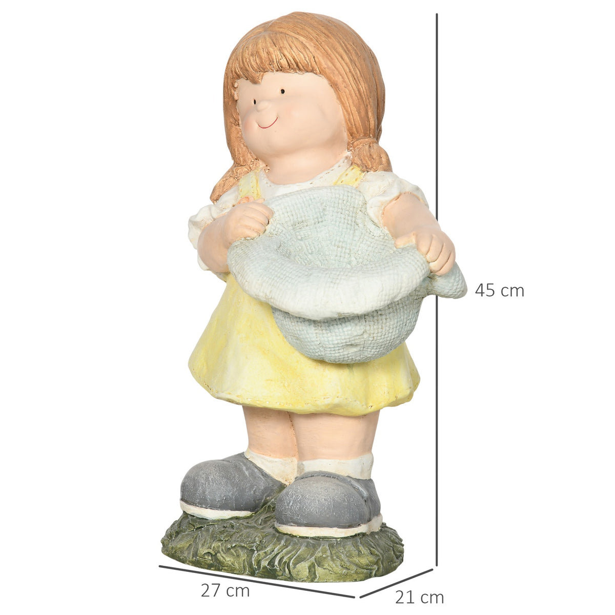 Girl With Hat Weatherproof Garden Statue 45Cm Birdhouse Ornament Garden Decoration Sculpture Home Decoration