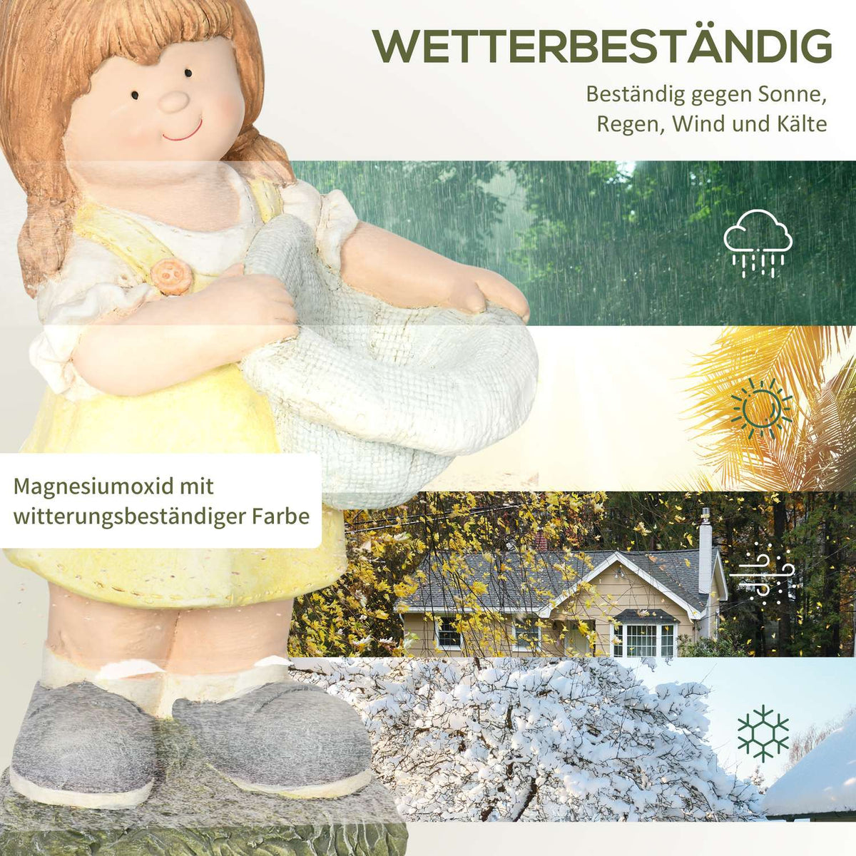 Girl With Hat Weatherproof Garden Statue 45Cm Birdhouse Ornament Garden Decoration Sculpture Home Decoration
