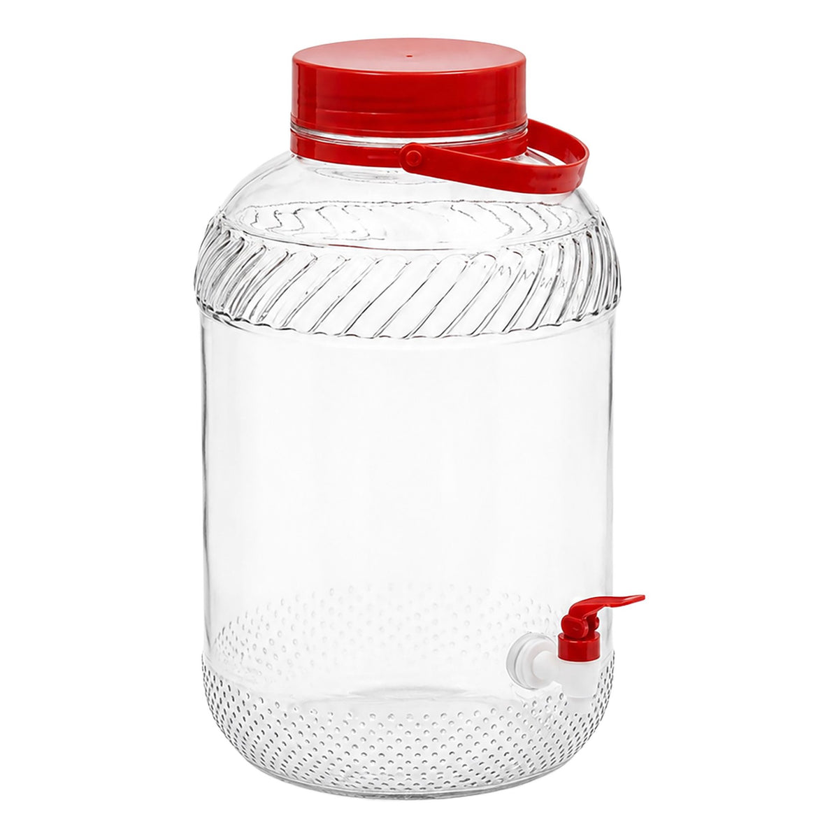 Glass Beverage Dispenser with Tap, 10L – Red