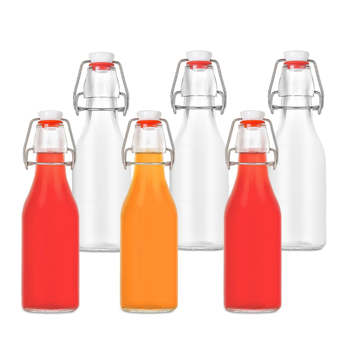 Glass Bottles with Clip Top – Set of 6, Writable Labels