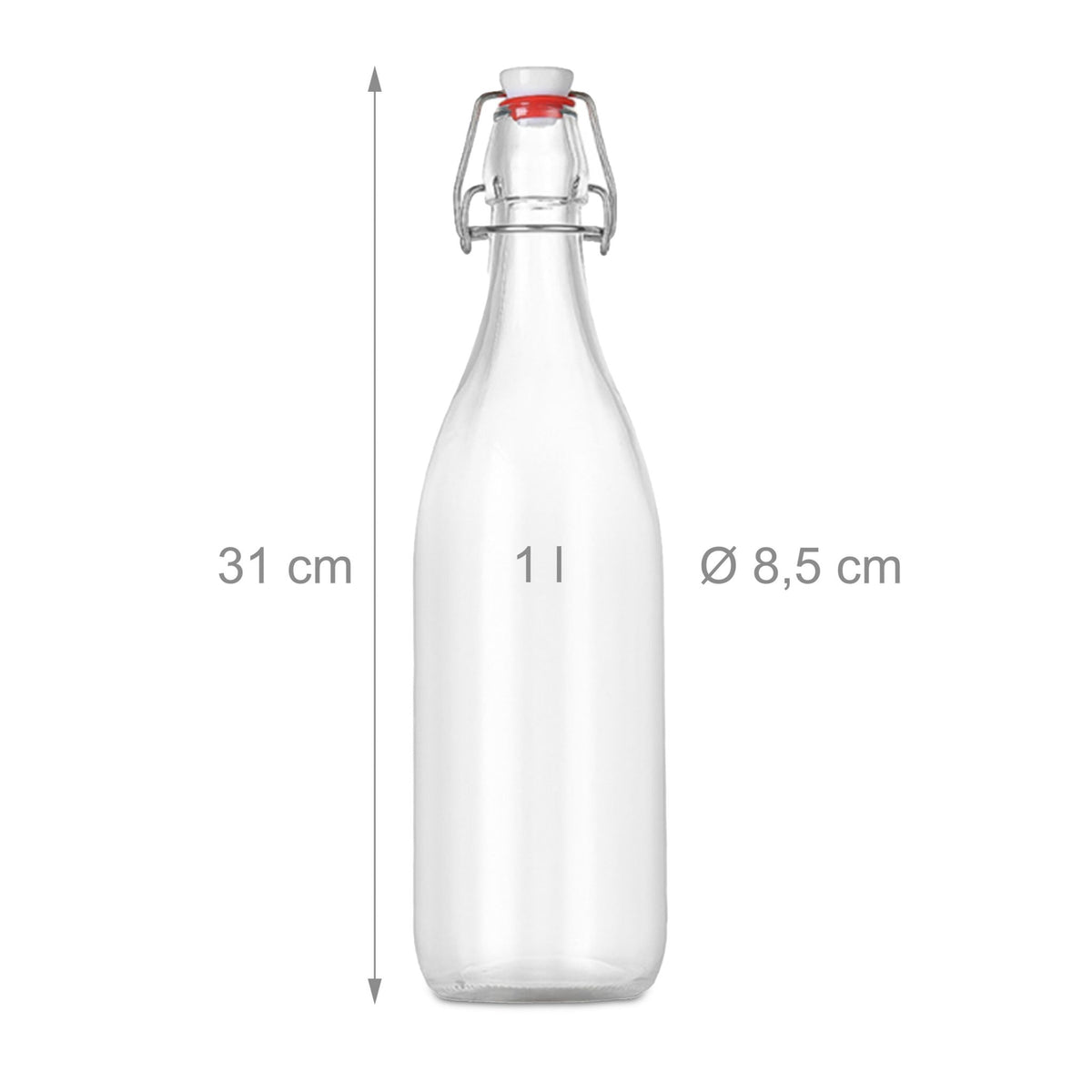 Glass Clip-Top Bottles Set, 6-Pack with Labels