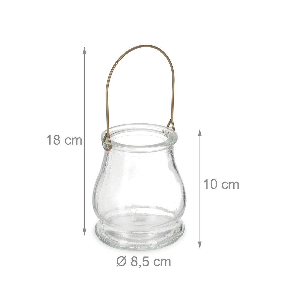 Glass Lanterns Set, Gold/Black, Round Candle Holders