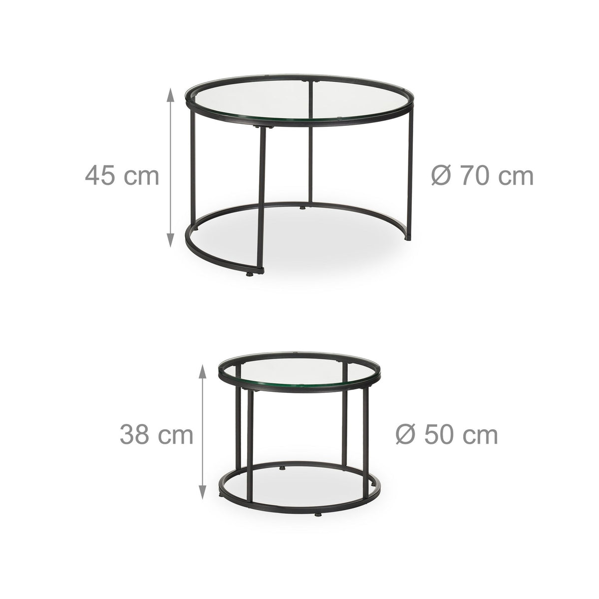 Glass & Metal Nesting Tables, Set of 2 – Living Room
