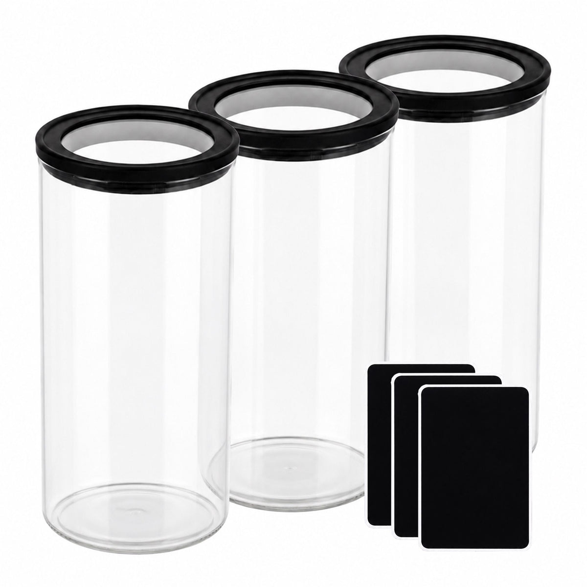 Glass Storage Jars Set, 1200 ml, Airtight Lids, 3-Piece