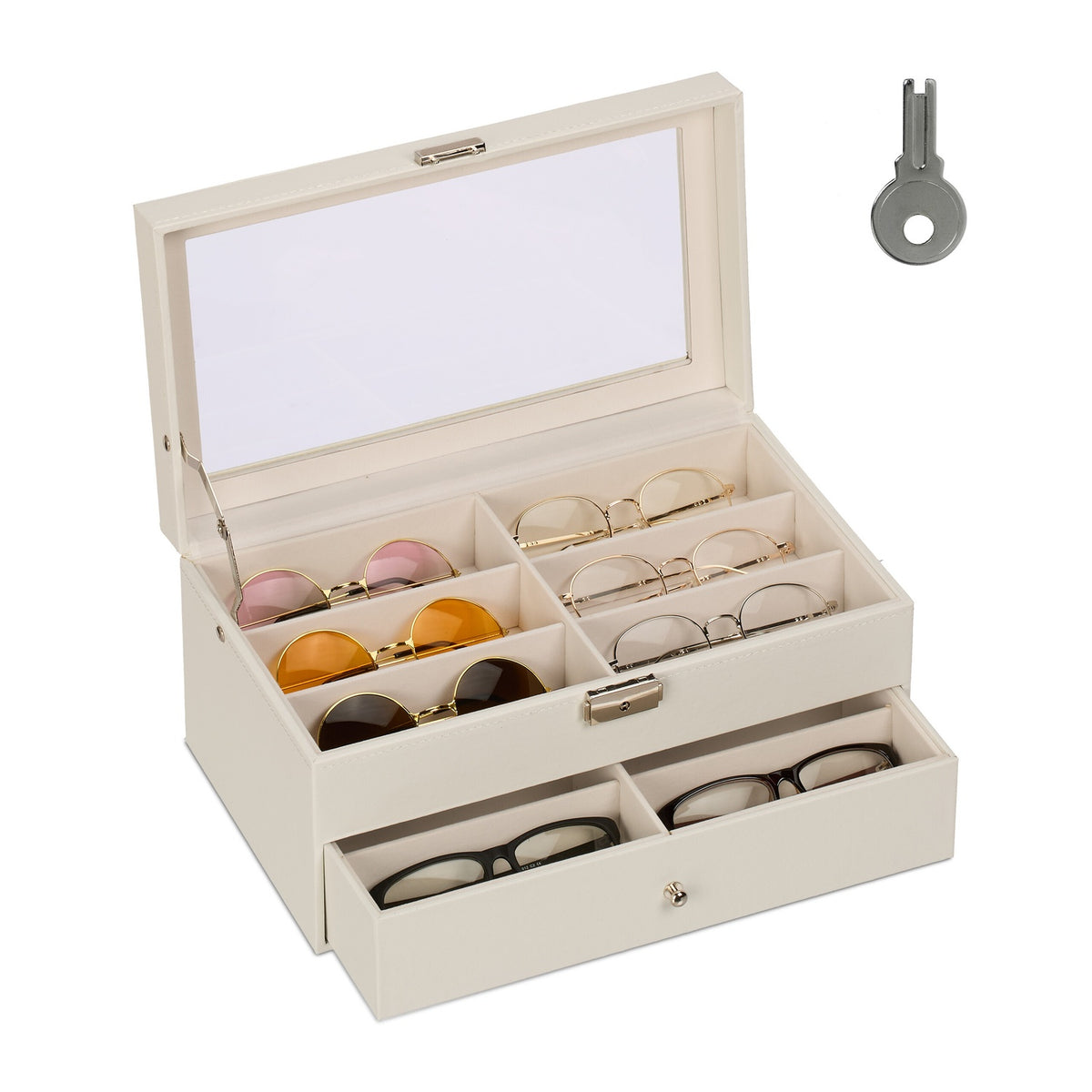 Glasses Organizer Box, 12 Pair Capacity, Velvet Lined