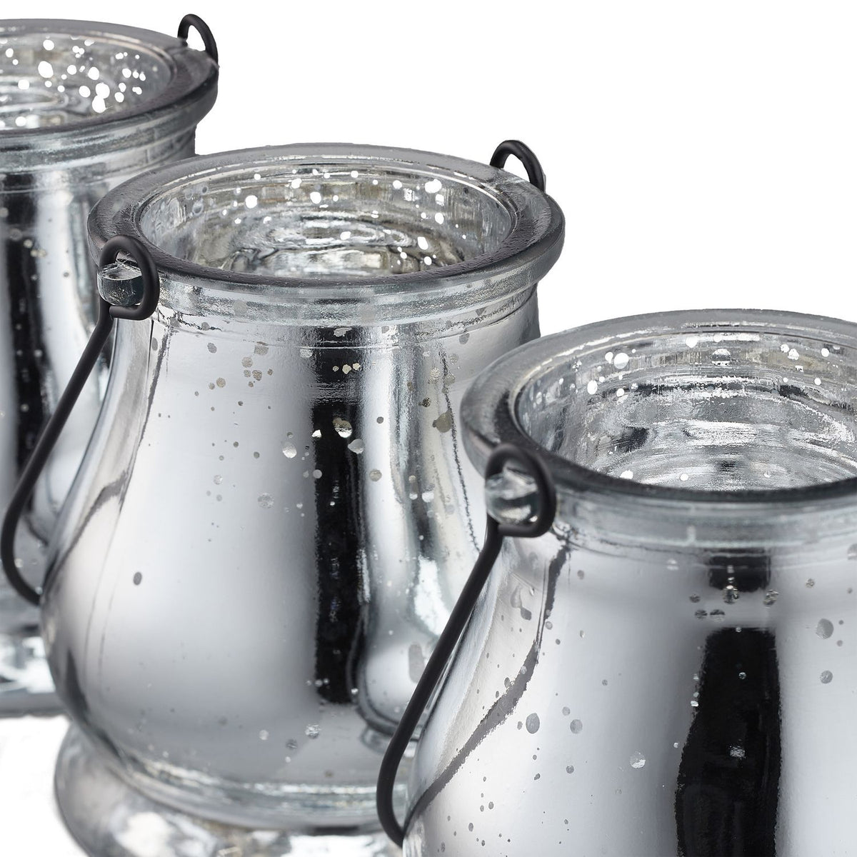 Glass lantern silver set of 12