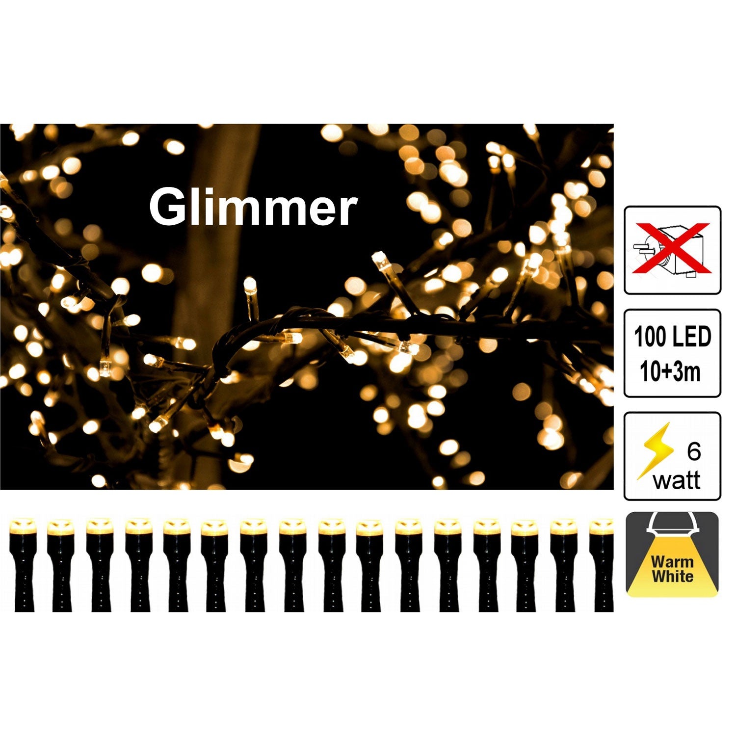 Glimmer 10m light string 6W