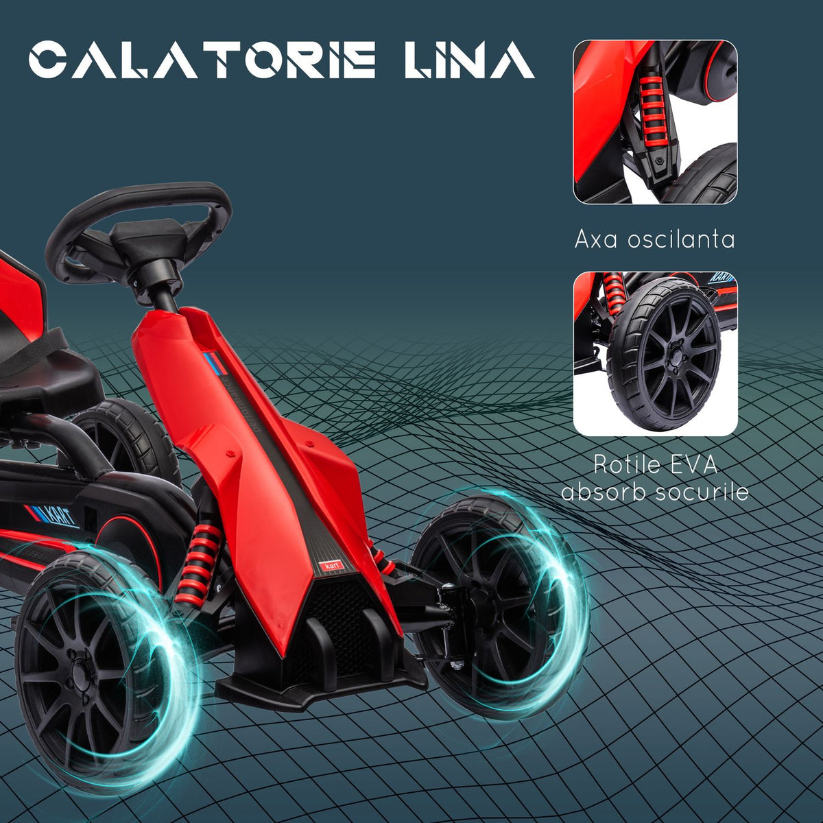 Go-Kart, Children'S Vehicle With Adjustable Seat, Pedal Vehicle, Pedal Car With Handbrake, Kettcar For Children Aged 3-8 Years
