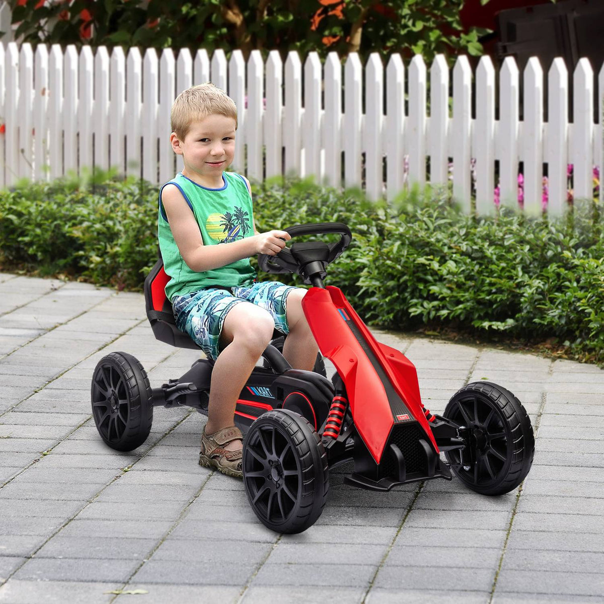Go-Kart, Children'S Vehicle With Adjustable Seat, Pedal Vehicle, Pedal Car With Handbrake, Kettcar For Children Aged 3-8 Years