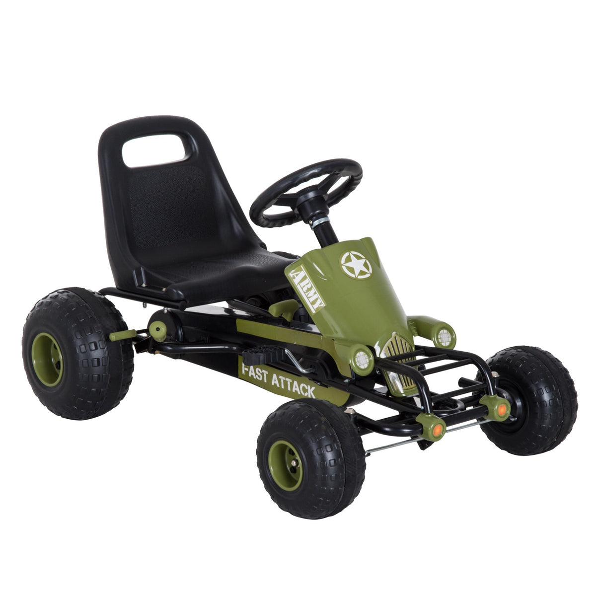 Go kart children's Kettcar pedal car with handbrake from 3 years, green design 99x65x56cm for outdoor fun