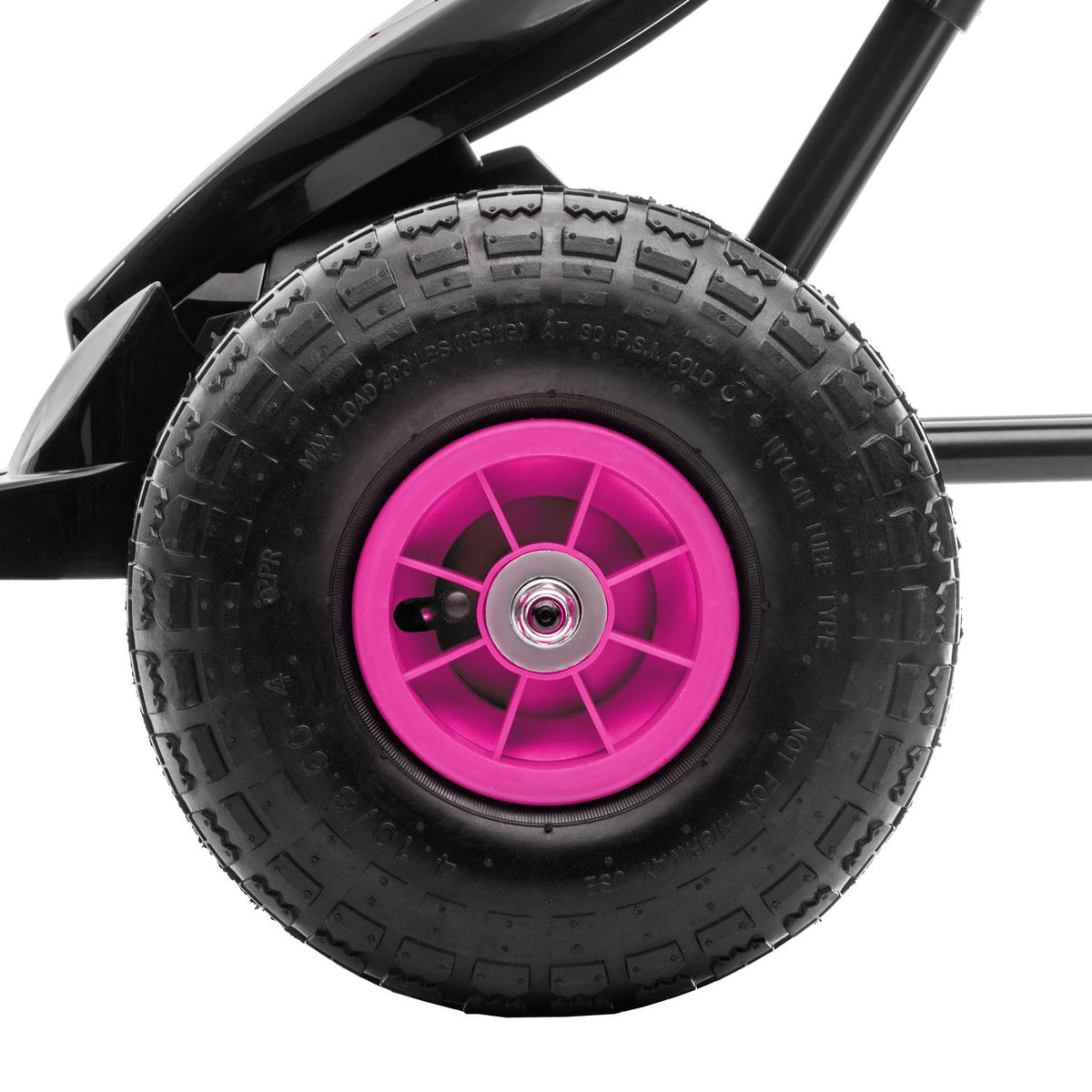 Go-kart, children's vehicle with adjustable seat, pedal vehicle with rubber tires, pedal and handbrake, Kettcar for 5-12 years children, outdoor, pink