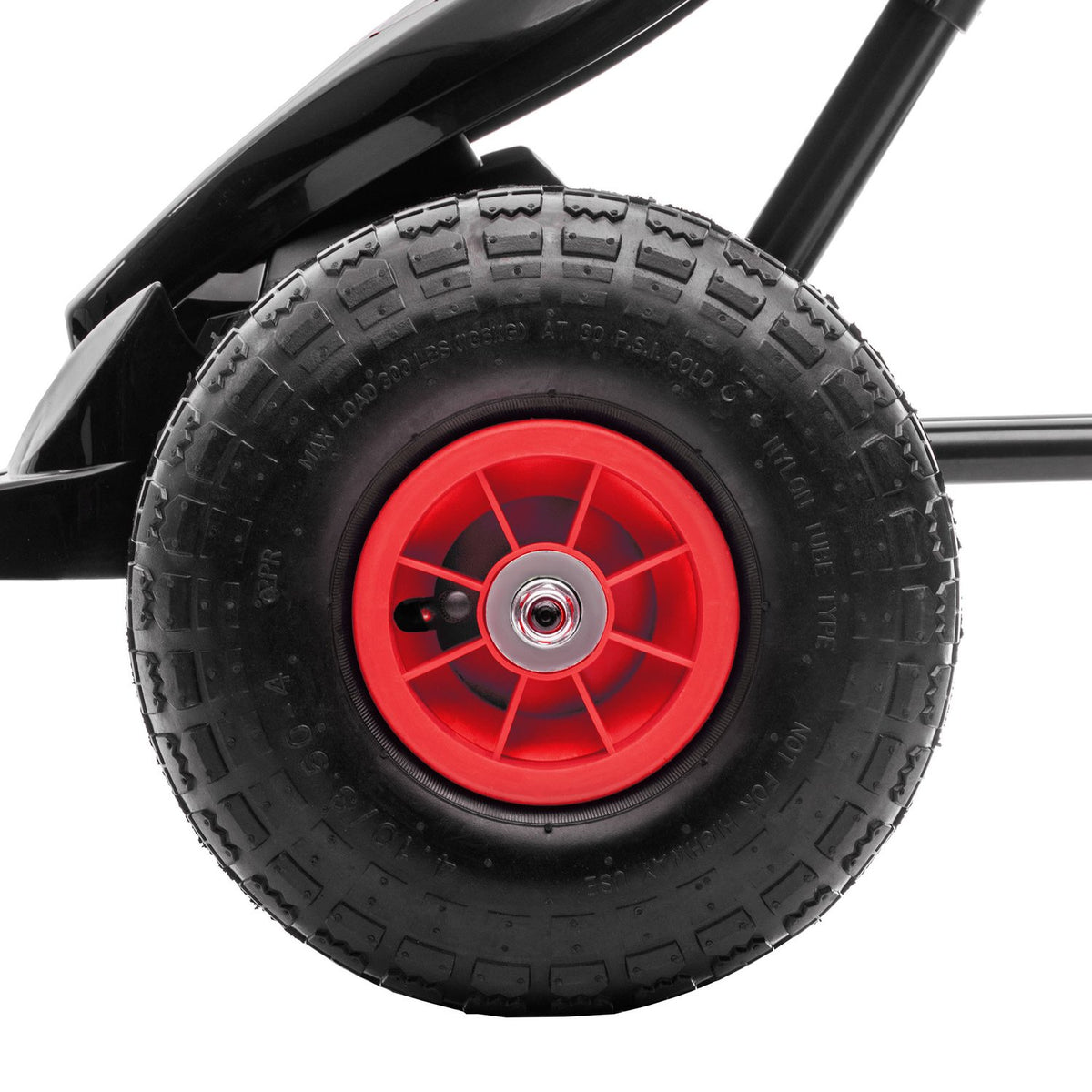 Go-kart, children's vehicle with adjustable seat, pedal vehicle with rubber tires, pedal, handbrake, for 5-12 years, outdoor, red + black