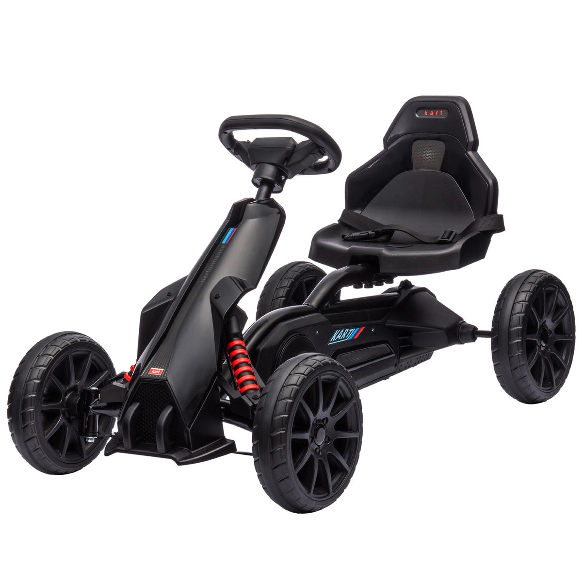Go-kart pedal car with handbrake, adjustable seat, forward and reverse gear, pedal vehicle children's vehicle Kettcar for children 3-8 years black