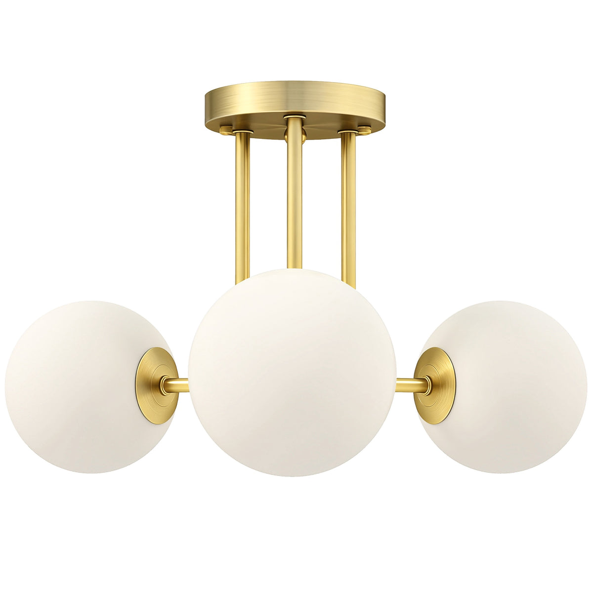 Gold Ceiling Light with Globe Shades, 3 G9 Sockets