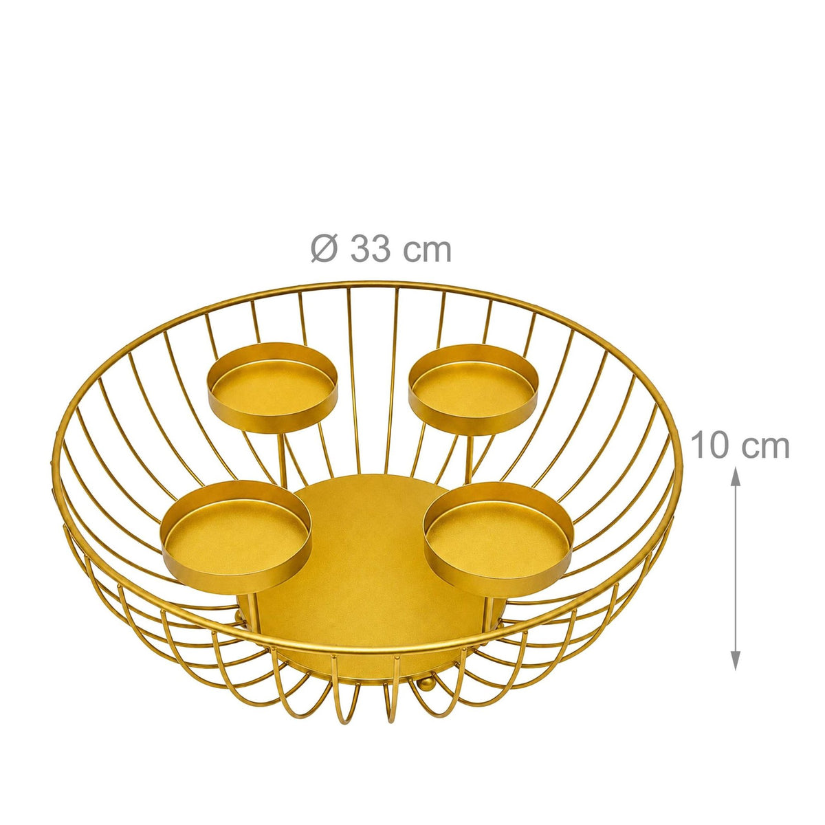 Gold Metal Advent Wreath Bowl, 33 cm Steel Holder