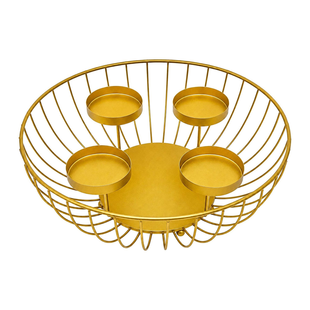 Gold Metal Advent Wreath Bowl, 33 cm Steel Holder
