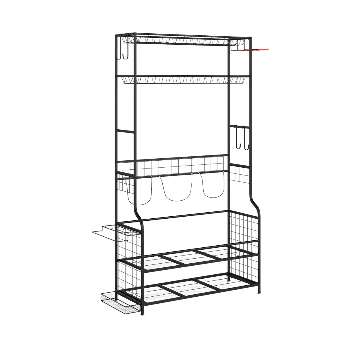 Golf Bag Organizer with Wheels, Hooks, and Baskets