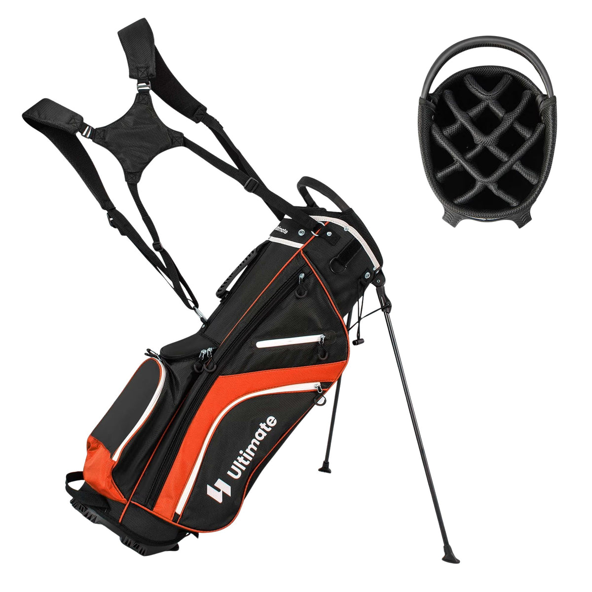 Golf Bag with 14 Dividers, 6 Pockets, Rain Cover, Red