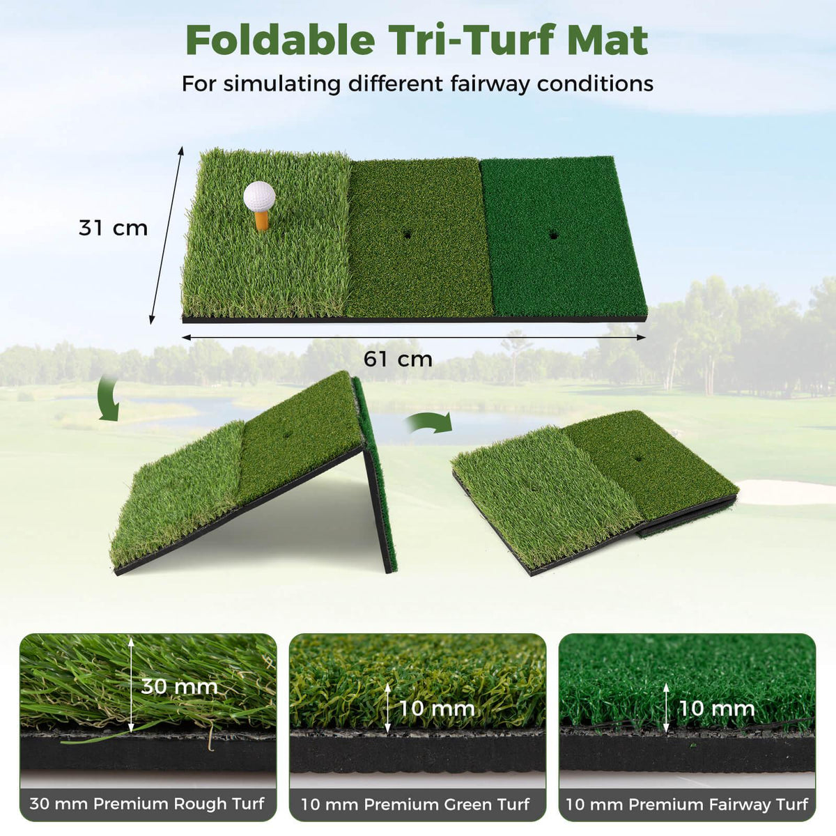 Golf Practice Net 314 x 179 x 199 cm with Tri-Turf Mat