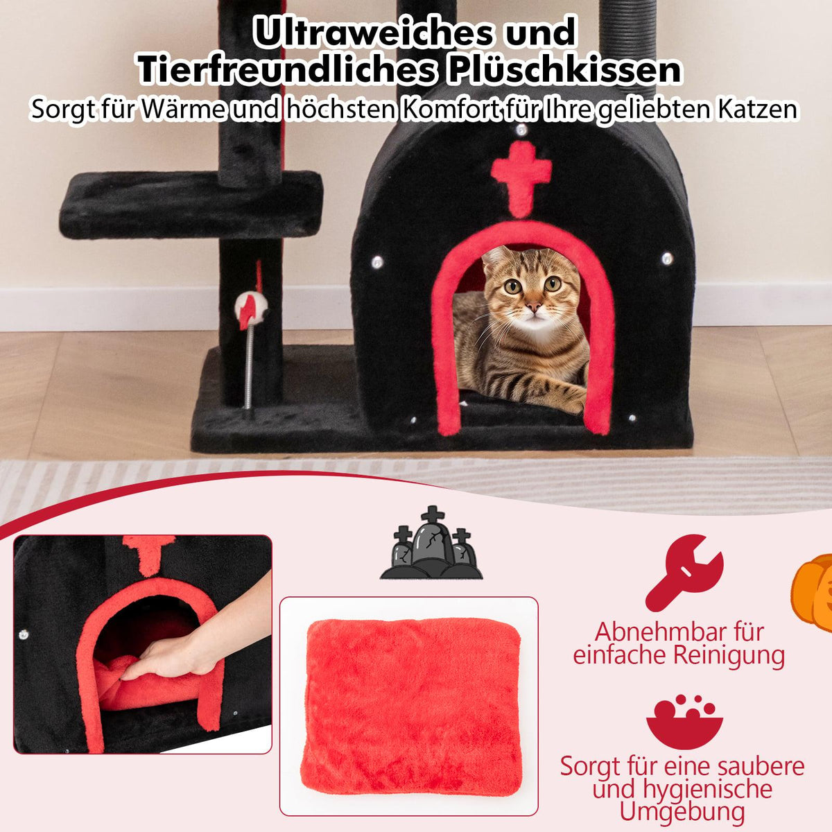 Gothic Cat Tree, 134 cm, Platforms & Scratching Posts