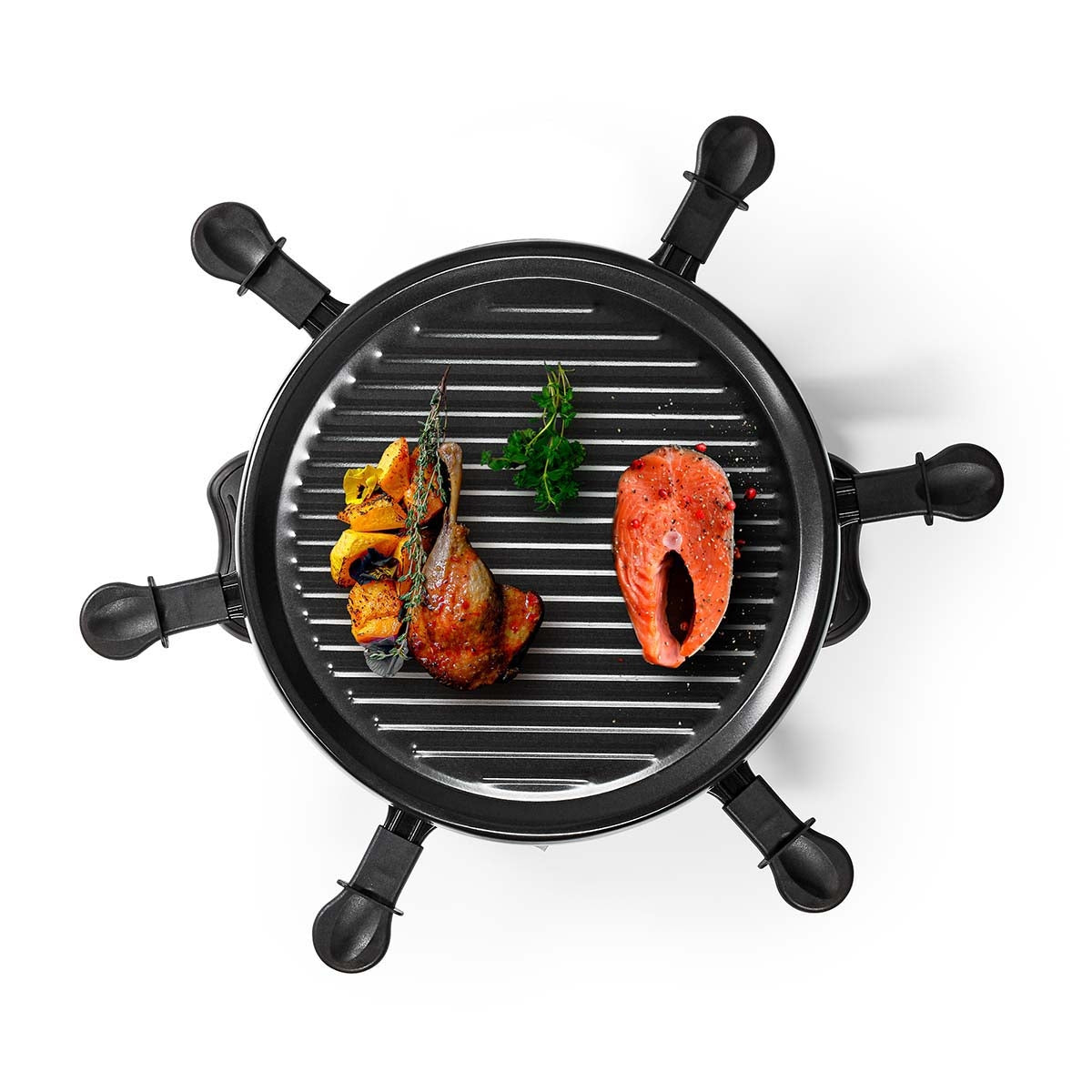 Gourmet / Raclette | Grill | 6 Persons | Spatula | Non-stick coating | Round