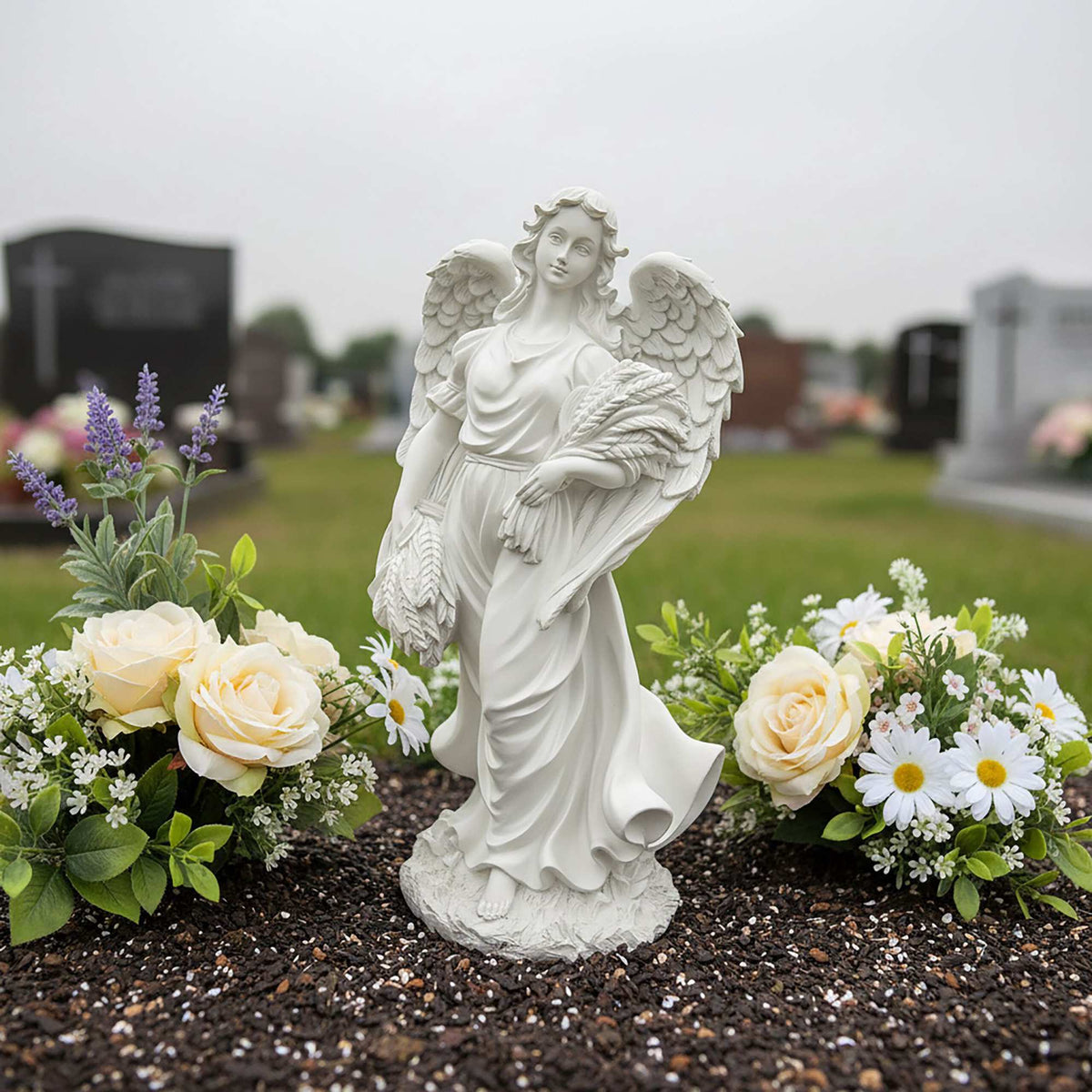 Grave Angel Statue for Cemetery or Garden, Weather-Resistant