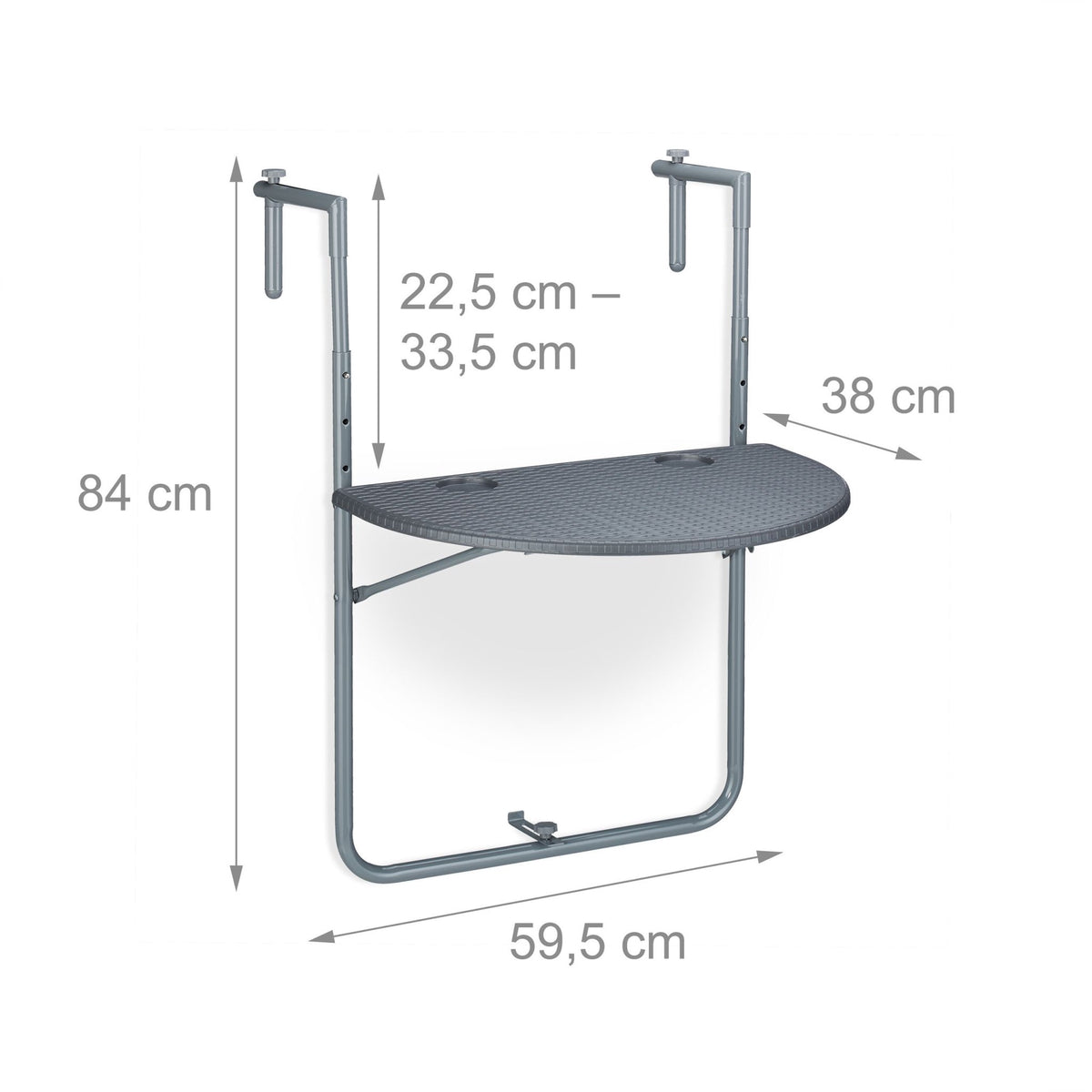 Gray Balcony Hanging Table Foldable