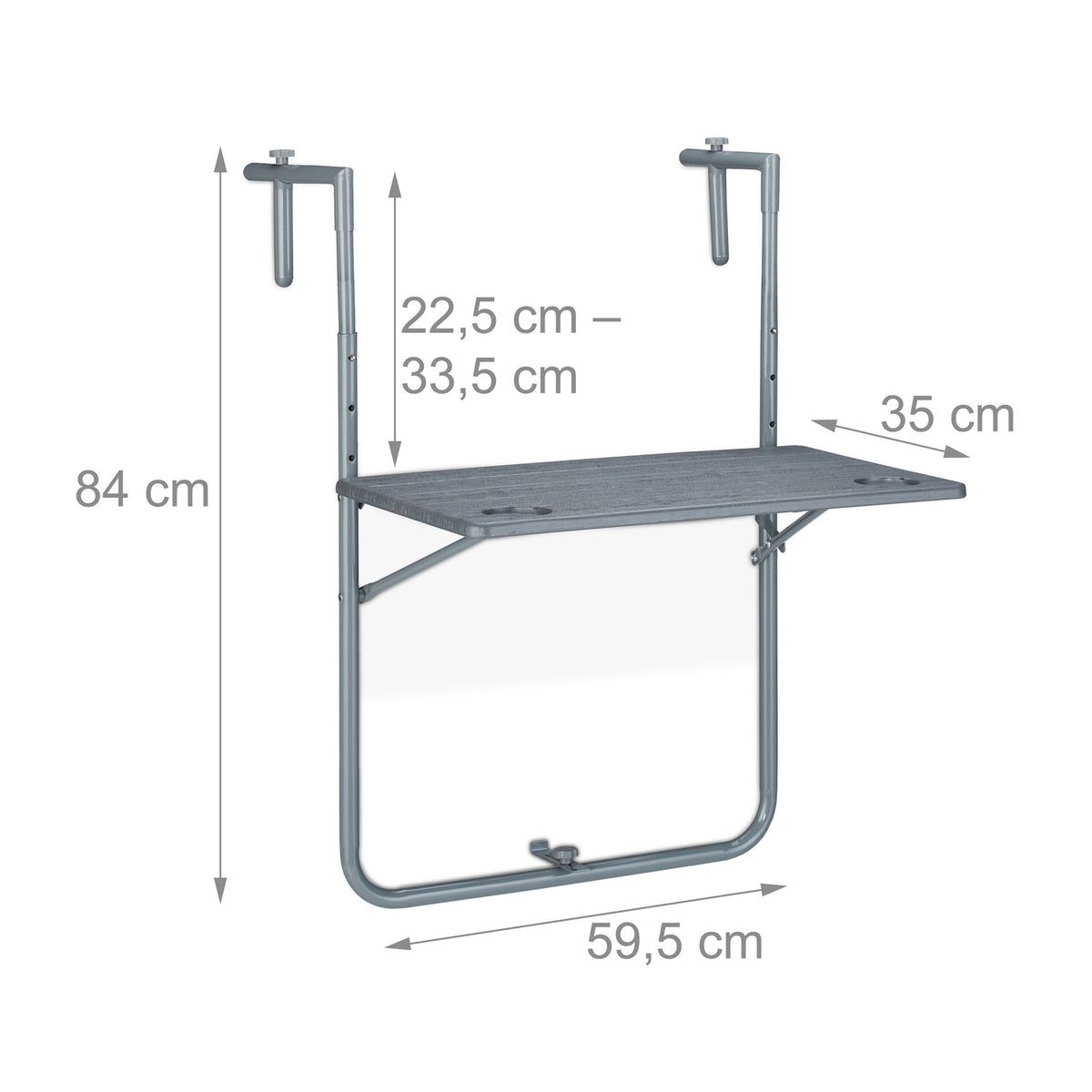 Gray Balcony Hanging Table Foldable
