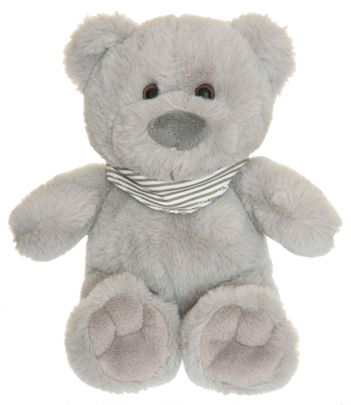 Gray Teddy Bear with Scarf, 25cm, Recycled Filling
