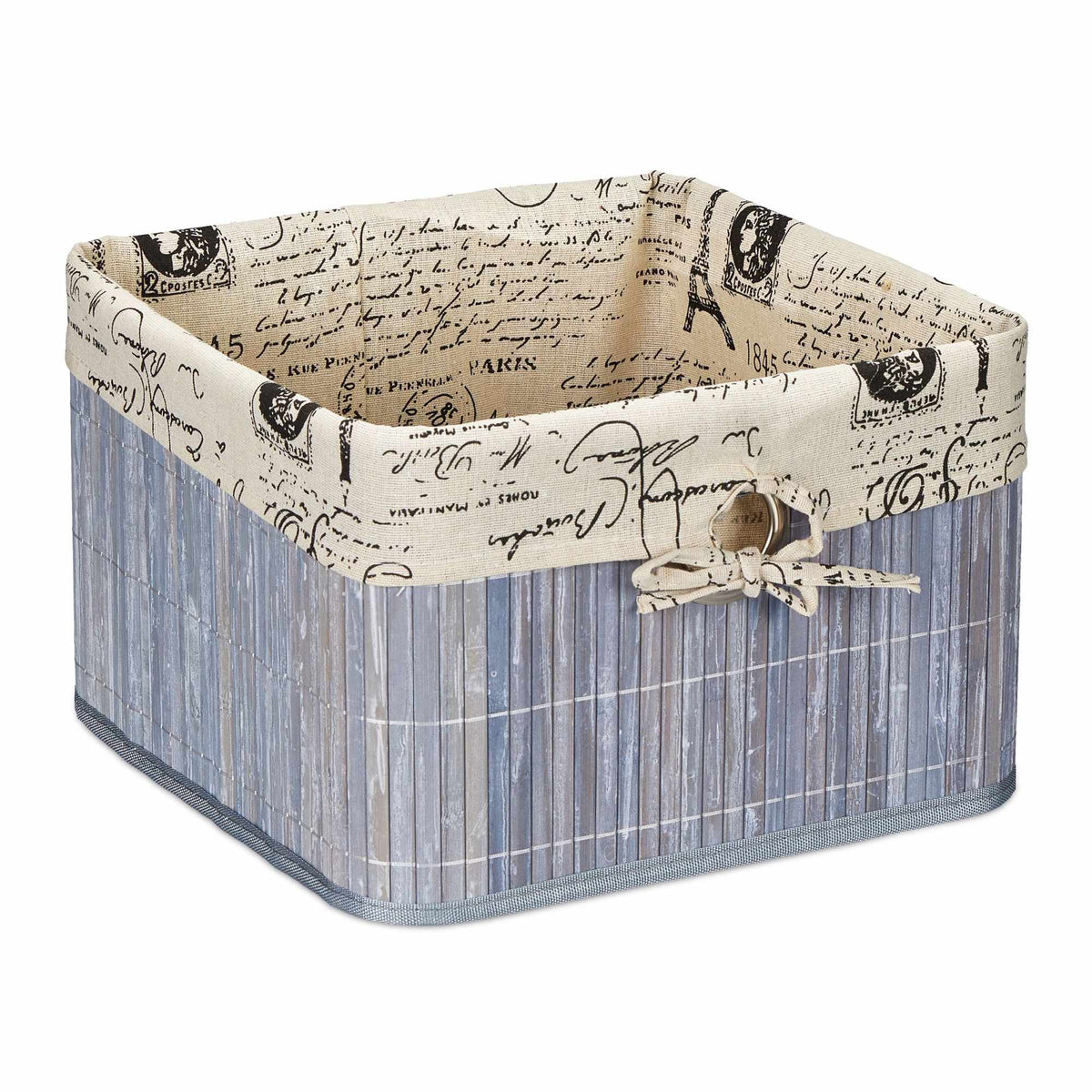 Gray bamboo storage basket