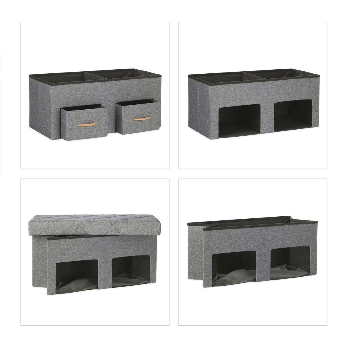 Gray bench with 2 drawers