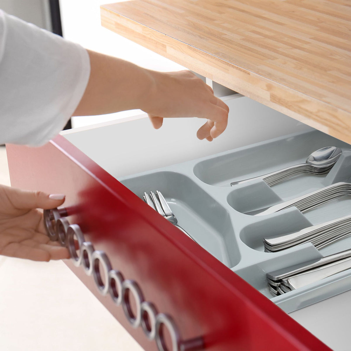 Gray cutlery box set of 2