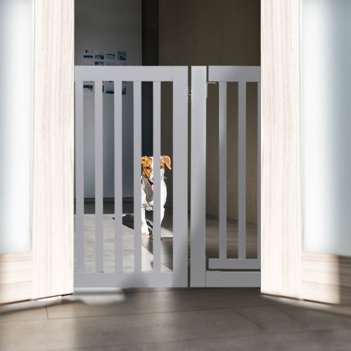 Gray security gate with door 70 cm
