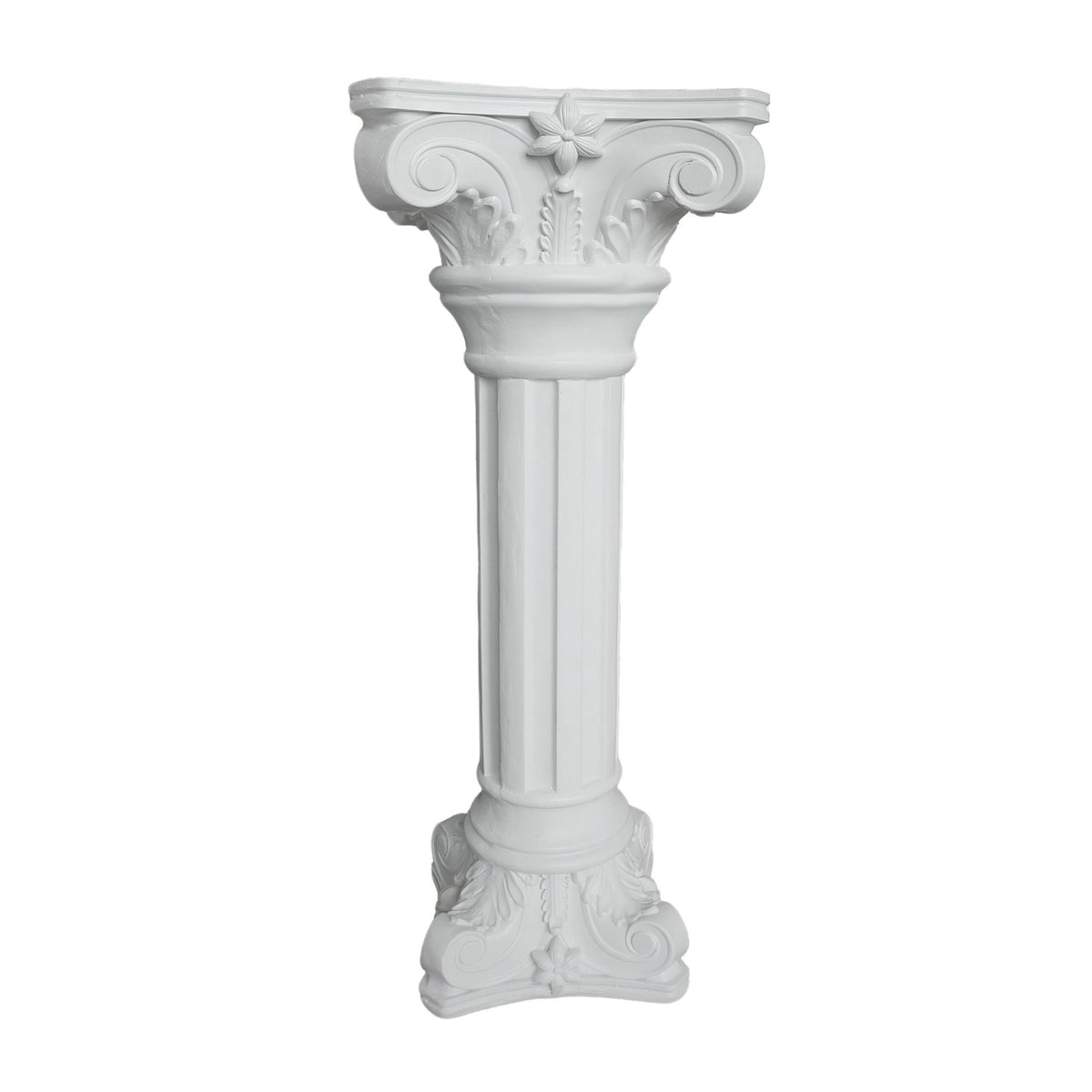 Greek Corinthian-Style Plant Column, 85cm, White