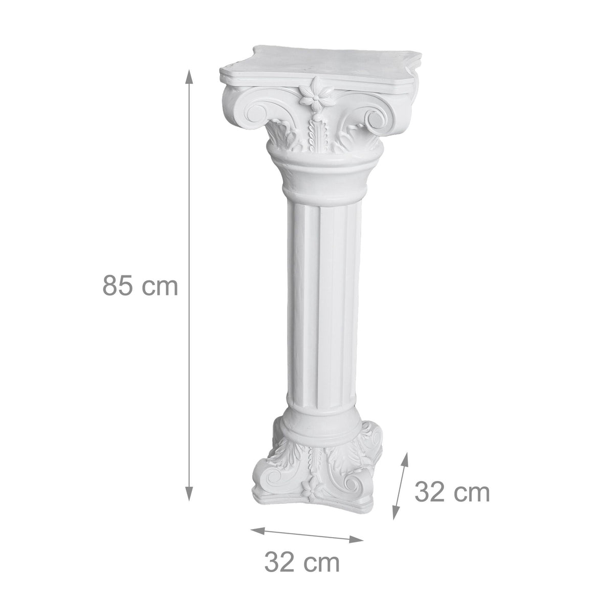 Greek Corinthian-Style Plant Column, 85cm, White