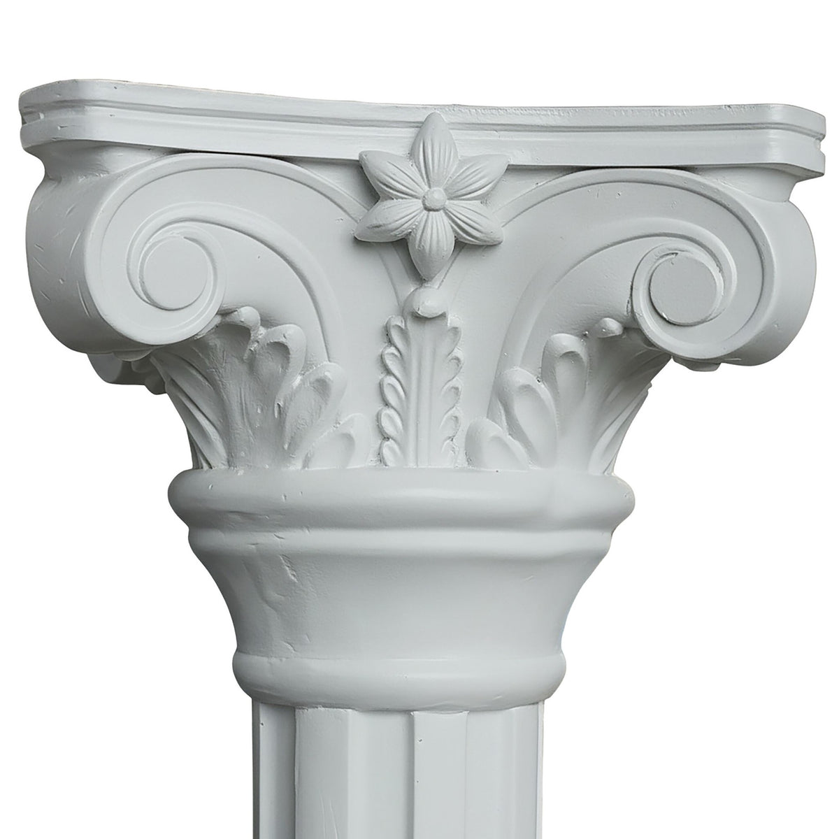 Greek Corinthian-Style Plant Column, 85cm, White