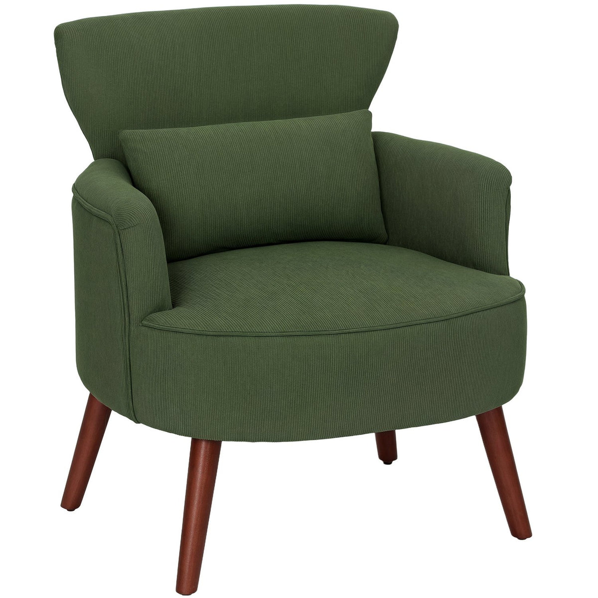 Green Corduroy Wingback Chair – High-Density Foam, 18cm Padding