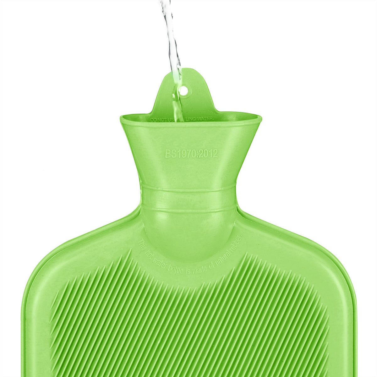 Green Hot Water Bottle 2L, Leak-Proof, Pain Relief