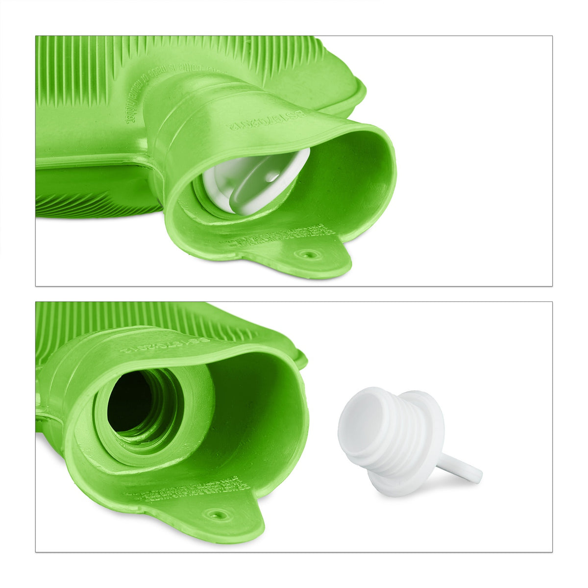 Green Hot Water Bottle 2L, Leak-Proof, Pain Relief