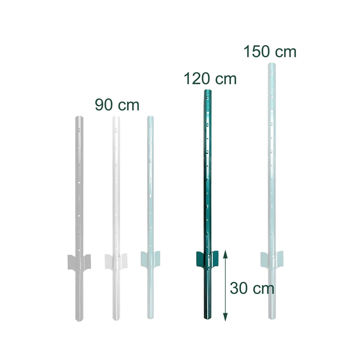 Green Steel Fence Posts with Ground Anchors, 120 cm, Set of 10