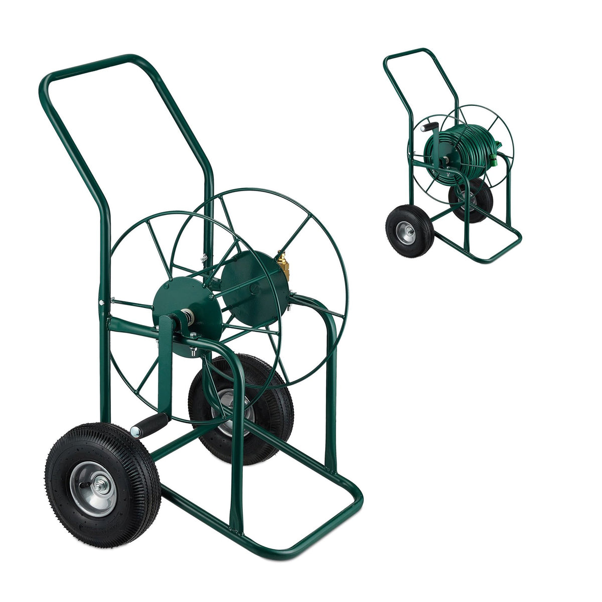 Green Steel Hose Trolley