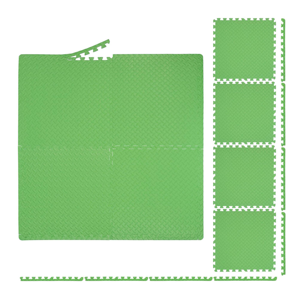 Green floor protection mat in set of 8