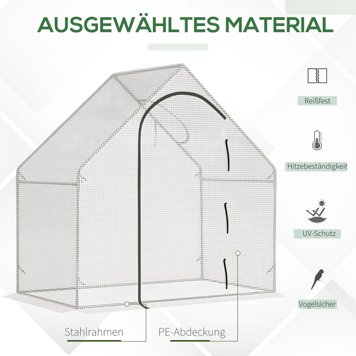 Greenhouse, 180 x 100 x 168 cm film greenhouse with roller door, greenhouse, tomato house with top window, PE grid film, winterproof plant house for garden, balcony, white