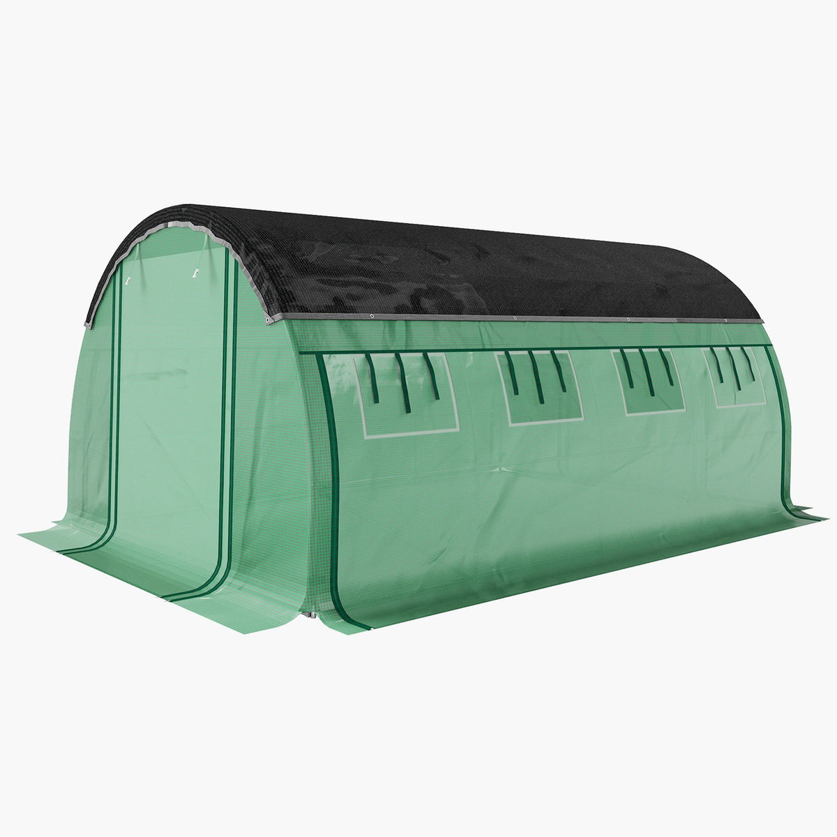 Greenhouse 4 x 3 x 2 m film greenhouse with 8 windows, roller doors, roll-up side walls, UV-resistant film tunnel, winterproof tomato house with ground anchor, green