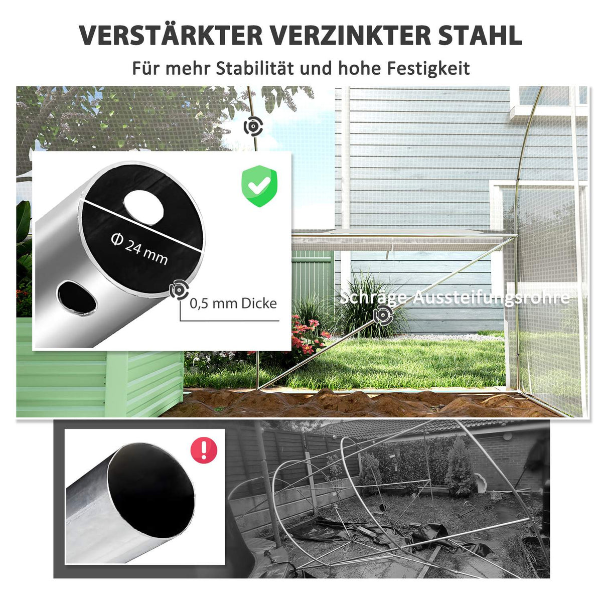 Greenhouse 6 x 3 x 2 m film greenhouse with 8 windows and doors, roll-up side walls, UV-resistant film tunnel, tomato house with galvanized steel frame, white