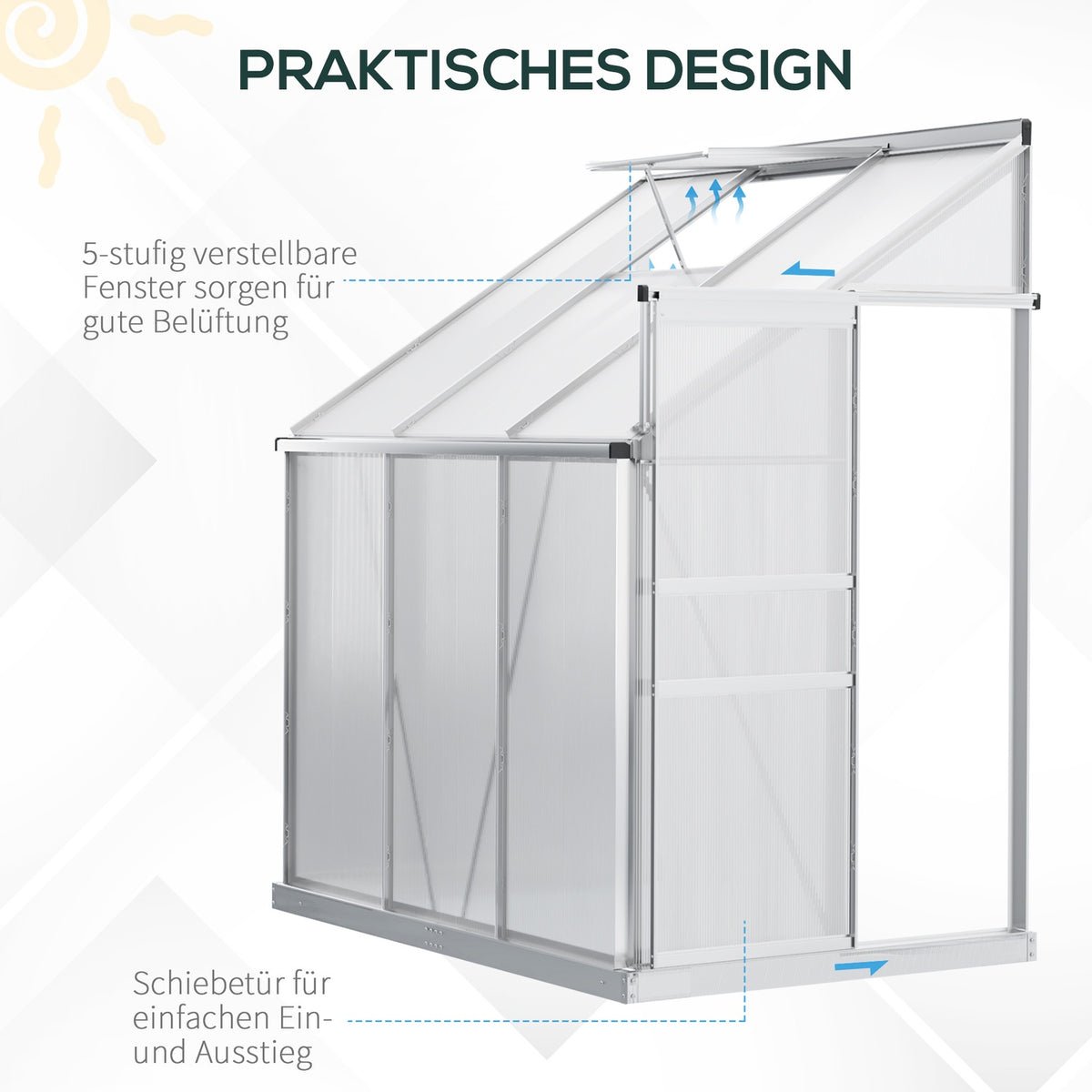Greenhouse Aluminum Side Greenhouse 192 X 127 X 214 Cm Garden House With Window Door Plant House Including Foundation Greenhouse Tomato House