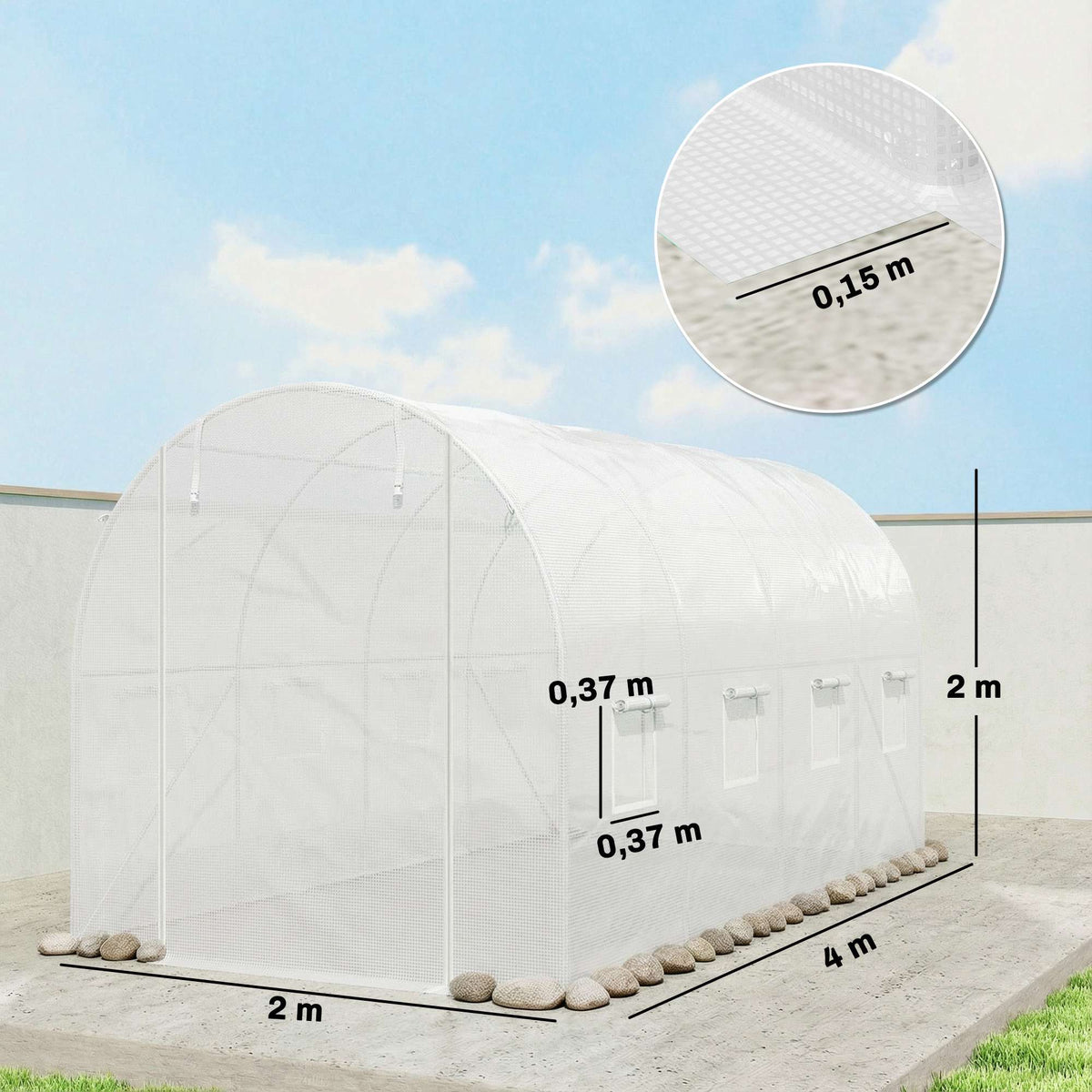 Greenhouse Cover, PE Mesh, 400x200x200 cm, Waterproof